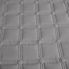 SOGA Grey 153cm Wide Mattress Cover Thick Quilted Stretchable Bed Spread Sheet Protector with Pillow Covers