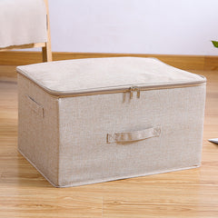 SOGA Beige Large Portable Double Zipper Storage Box Moisture Proof Clothes Basket Foldable Home Organiser