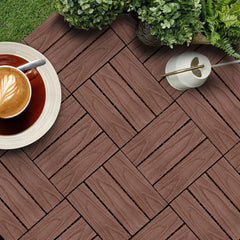 SOGA 2X 11 pcs Dark Chocolate DIY Wooden Composite Decking Tiles Garden Outdoor Backyard Flooring Home Decor