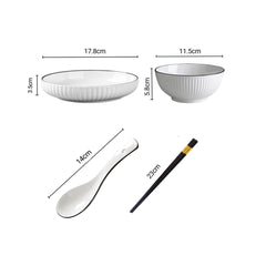 SOGA White Japanese Style Ceramic Dinnerware Crockery Soup Bowl Plate Server Kitchen Home Decor Set of 8