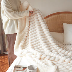 SOGA 150x200cm Throw Blanket Pearl White Premium Milk Velvet Luxuriously Soft Cozy Bedding