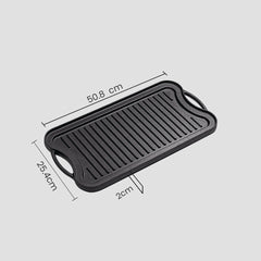 SOGA 2X 50.8cm Cast Iron Ridged Griddle Hot Plate Grill Pan BBQ Stovetop