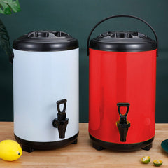 SOGA 2X 16L Stainless Steel Insulated Milk Tea Barrel Hot and Cold Beverage Dispenser Container with Faucet Red