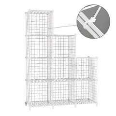 SOGA White Portable 9-Cube 3 Column Storage Organiser Foldable DIY Modular Grid Space Saving Shelf 149cm