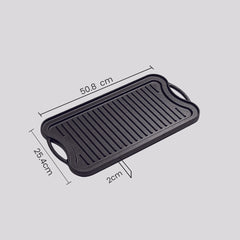 SOGA 50.8cm Cast Iron Ridged Griddle Hot Plate Grill Pan BBQ Stovetop