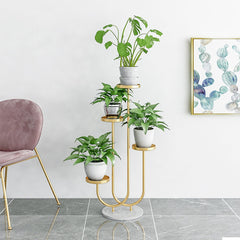 SOGA 2X U Shaped Plant Stand Round Flower Pot Tray Living Room Balcony Display Gold Metal Decorative Shelf