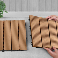 SOGA 2X 11 pcs Coffee DIY Wooden Composite Decking Tiles Garden Outdoor Backyard Flooring Home Decor