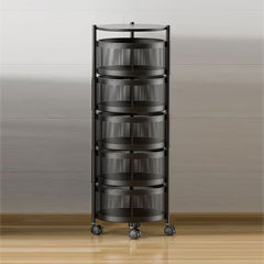 SOGA 5 Tier Steel Round Rotating Kitchen Cart Multi-Functional Shelves Storage Organizer with Wheels