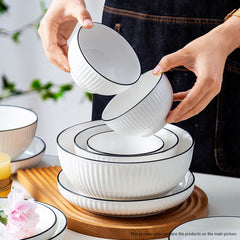 SOGA White Japanese Style Ceramic Dinnerware Crockery Soup Bowl Plate Server Kitchen Home Decor Set of 8