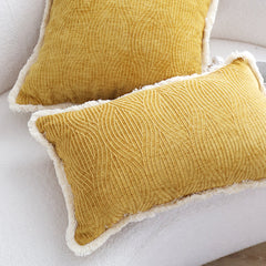 SOGA 35cm Throw Pillow Turmeric Yellow Aesthetic Chenille Texture for Home Decor