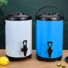 SOGA 4X 14L Stainless Steel Insulated Milk Tea Barrel Hot and Cold Beverage Dispenser Container with Faucet Blue