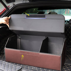 SOGA 4X Leather Car Boot Collapsible Foldable Trunk Cargo Organizer Portable Storage Box Coffee Large