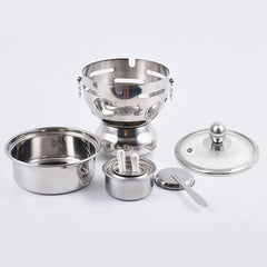 SOGA 2X Stainless Steel Mini Asian Buffet Hot Pot Single Person Shabu Alcohol Stove Burner with Glass Lid