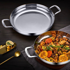 SOGA 32cm Flat Base Seafood Dry Pot in Elegant Silver Finish with Durable for kitchen Essential