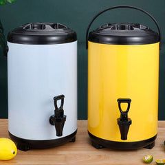 SOGA 2X 8L Stainless Steel Insulated Milk Tea Barrel Hot and Cold Beverage Dispenser Container with Faucet White