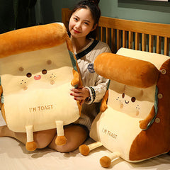 SOGA Cute Face Toast Bread Wedge Cushion Stuffed Plush Cartoon Back Support Pillow Home Decor