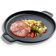 SOGA Cast Iron Frying Pan Skillet Coating Steak Sizzle Platter 30cm