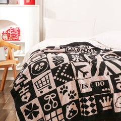 SOGA 130x160cm Throw Blanket  Black and White New Year Limited Edition Peace and Joy Plush Cozy