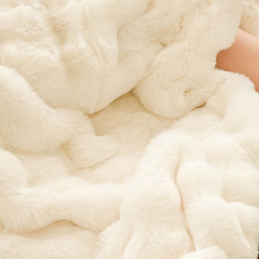 SOGA 200cm Creamy White Fur Fuzzy Super Soft and Cozy Fluffy Throw Blanket