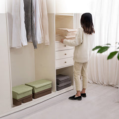 SOGA 2X Beige Flip Top Underwear Storage Box Foldable Wardrobe Partition Drawer Home Organiser