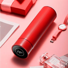 SOGA 2X 500ML Stainless Steel Smart LCD Thermometer Display Bottle Vacuum Flask Thermos Red