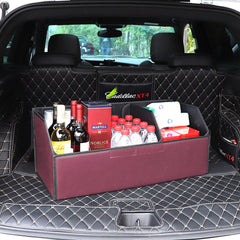 SOGA 4X Leather Car Boot Collapsible Foldable Trunk Cargo Organizer Portable Storage Box Red Large