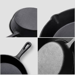 SOGA 26cm Round Cast Iron Frying Pan Skillet Steak Sizzle Platter with Handle