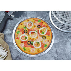 SOGA Round Seamless Aluminium Nonstick Commercial Grade Pizza Screen Baking Pan Set