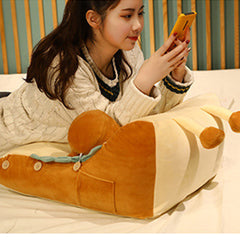 SOGA 2X Cute Face Toast Bread Wedge Cushion Stuffed Plush Cartoon Back Support Pillow Home Decor