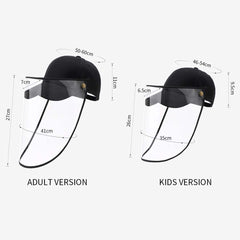 4X Outdoor Protection Hat Anti-Fog Pollution Dust Saliva Protective Cap Full Face HD Shield Cover Kids/Adult Black