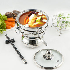 SOGA 4X Stainless Steel Mini Asian Buffet Hot Pot Single Person Shabu Alcohol Stove Burner with Glass Lid