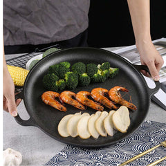 SOGA 2X Cast Iron Frying Pan Skillet Coating Steak Sizzle Platter 35cm