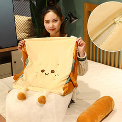 SOGA Smiley Face Toast Bread Wedge Cushion Stuffed Plush Cartoon Back Support Pillow Home Decor