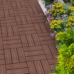 SOGA 2X 11 pcs Dark Chocolate DIY Wooden Composite Decking Tiles Garden Outdoor Backyard Flooring Home Decor