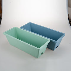 SOGA 49.5cm Blue Rectangular Planter Vegetable Herb Flower Outdoor Plastic Box with Holder Balcony Garden Decor Set of 3