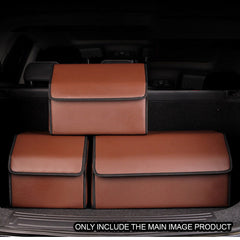 SOGA 4X Leather Car Boot Collapsible Foldable Trunk Cargo Organizer Portable Storage Box Coffee Medium