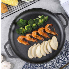 SOGA Cast Iron Frying Pan Skillet Coating Steak Sizzle Platter 30cm