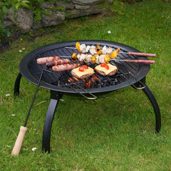 SOGA 2 in 1 Outdoor Portable Fold Fire Pit BBQ Grill Patio Camping Heater Fireplace 56cm