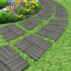 SOGA 2X 11 pcs Grey DIY Wooden Composite Decking Tiles Garden Outdoor Backyard Flooring Home Decor