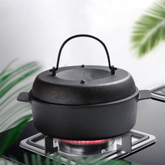 SOGA 2X 28cm Cast Iron Dutch Oven Pre-Seasoned Cast Iron Pot with Lid