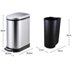 SOGA 2X Foot Pedal Stainless Steel Rubbish Recycling Garbage Waste Trash Bin 10L U