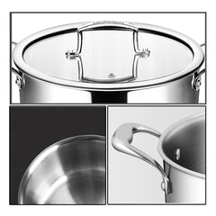 SOGA 2X 20cm Stainless Steel Soup Pot Stock Cooking Stockpot Heavy Duty Thick Bottom with Glass Lid