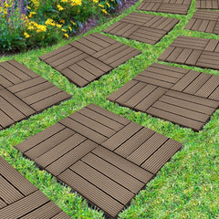 SOGA 2X 11 pcs Dark Chocolate DIY Wooden Composite Decking Tiles Garden Outdoor Backyard Flooring Home Decor