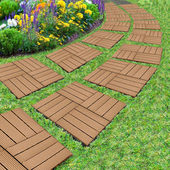 SOGA 2X 11 pcs Red Brown DIY Wooden Composite Decking Tiles Garden Outdoor Backyard Flooring Home Decor