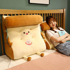 SOGA Cute Face Toast Bread Wedge Cushion Stuffed Plush Cartoon Back Support Pillow Home Decor