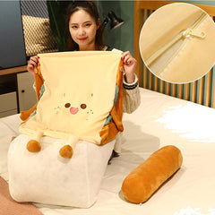 SOGA 2X Cute Face Toast Bread Wedge Cushion Stuffed Plush Cartoon Back Support Pillow Home Decor