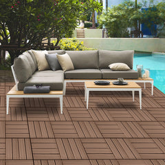 SOGA 11 pcs Light Chocolate DIY Wooden Composite Decking Tiles Garden Outdoor Backyard Flooring Home Decor