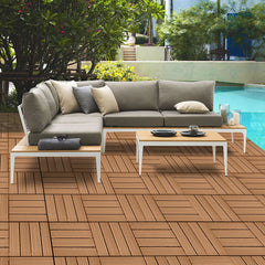 SOGA 11 pcs Coffee DIY Wooden Composite Decking Tiles Garden Outdoor Backyard Flooring Home Decor