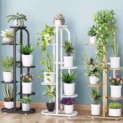 SOGA 6 Tier 7 Pots Black Metal Plant Rack Flowerpot Storage Display Stand Holder Home Garden Decor