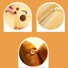 SOGA 2X Cute Face Toast Bread Wedge Cushion Stuffed Plush Cartoon Back Support Pillow Home Decor